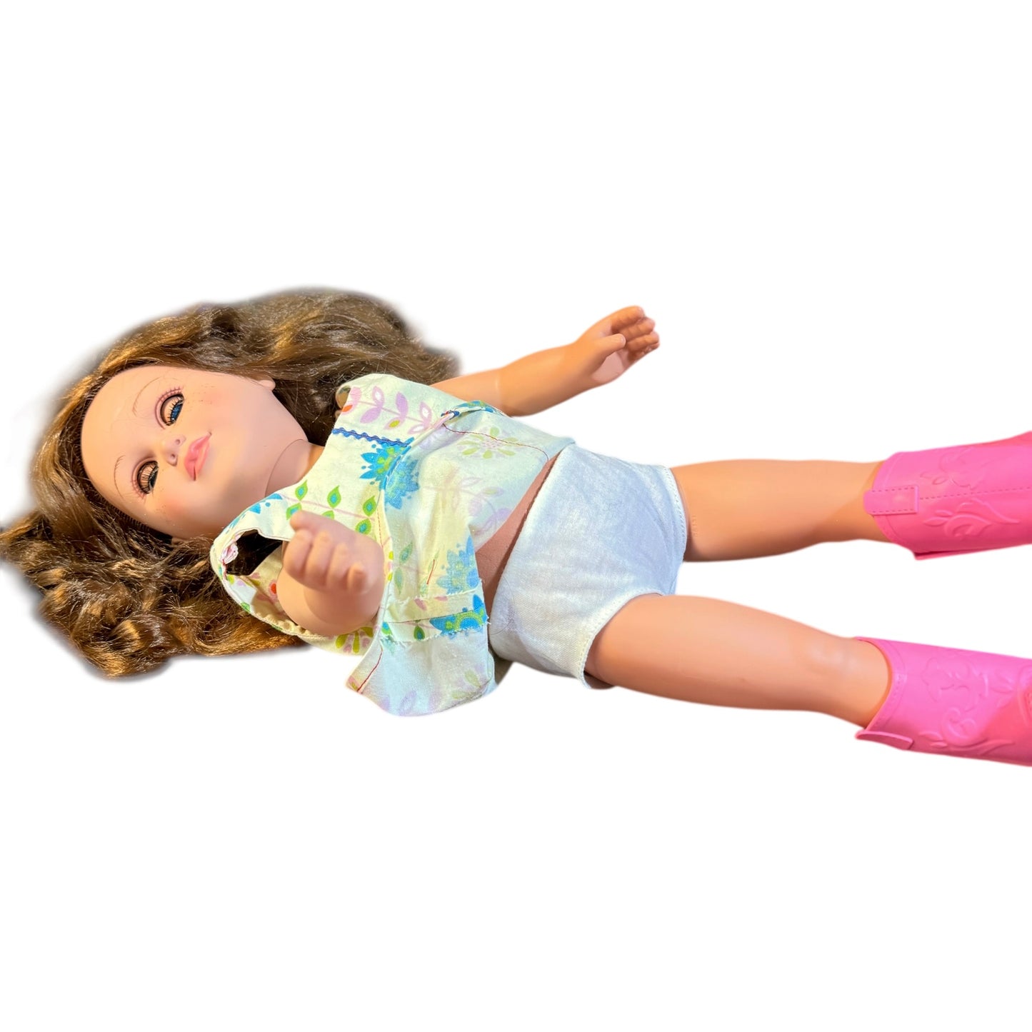 Beautiful Cititoy 18" Fashion Doll, Long Brown Curls, Blue Sleepy Eyes & A Dusting of Freckles