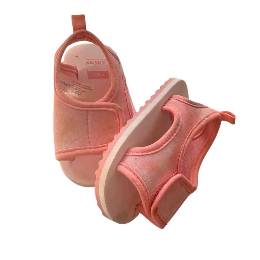 Carter's Pink Tye Dye Water/Crib Shoes/ Sandals Hook & Loop Closure Preowned- Very Nice!