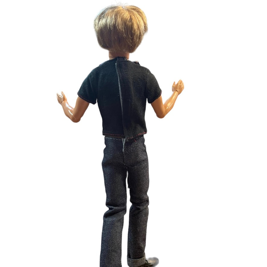 2009 Articulated Fashionista Ken Doll, Jeans, Pink Tie, Plaid Vest Blond/Blue Eyed EUC