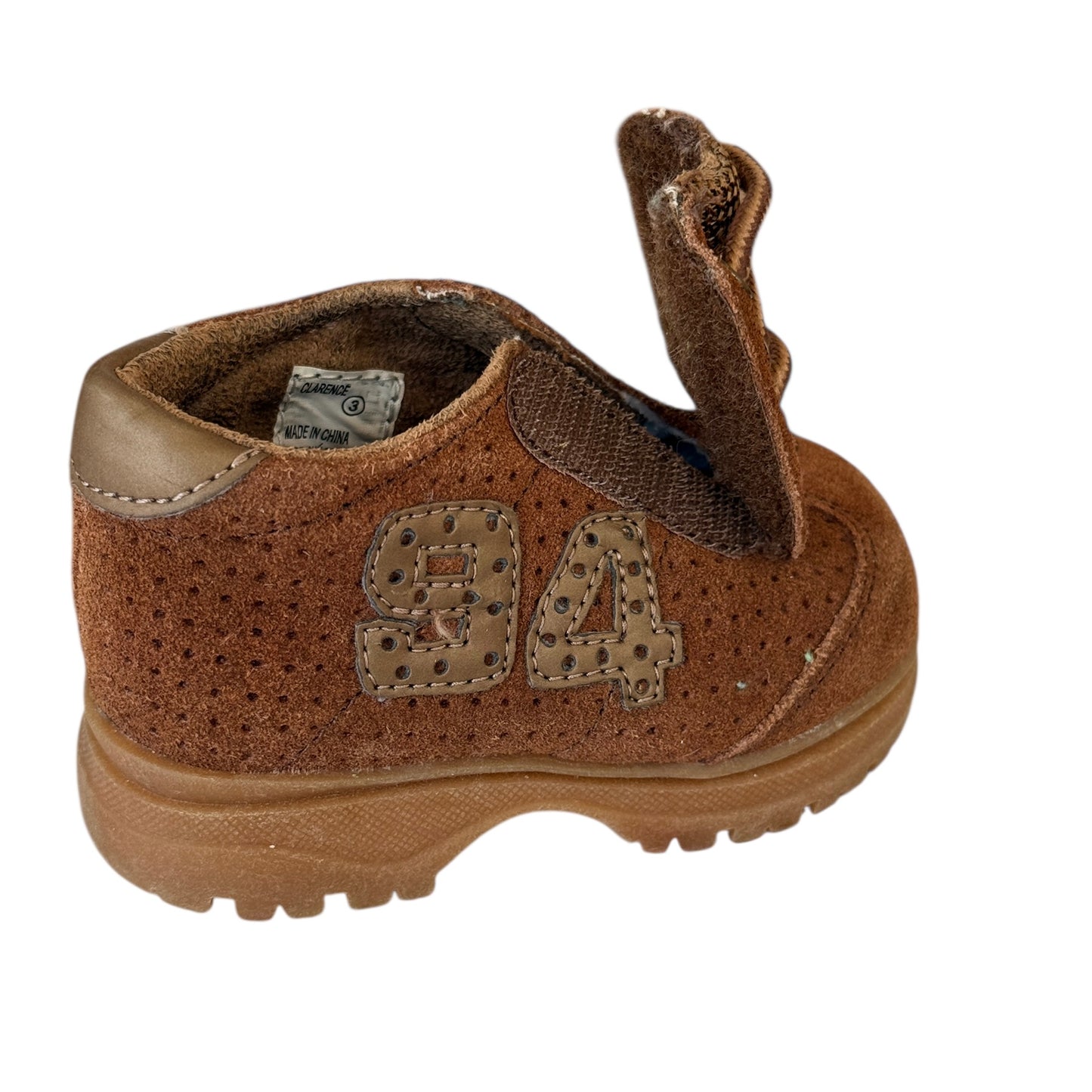 Bum Kids Faux Tie Up HooK & Loop Closure Brown SuedeBoots, Size 3 -Clarence in GUC
