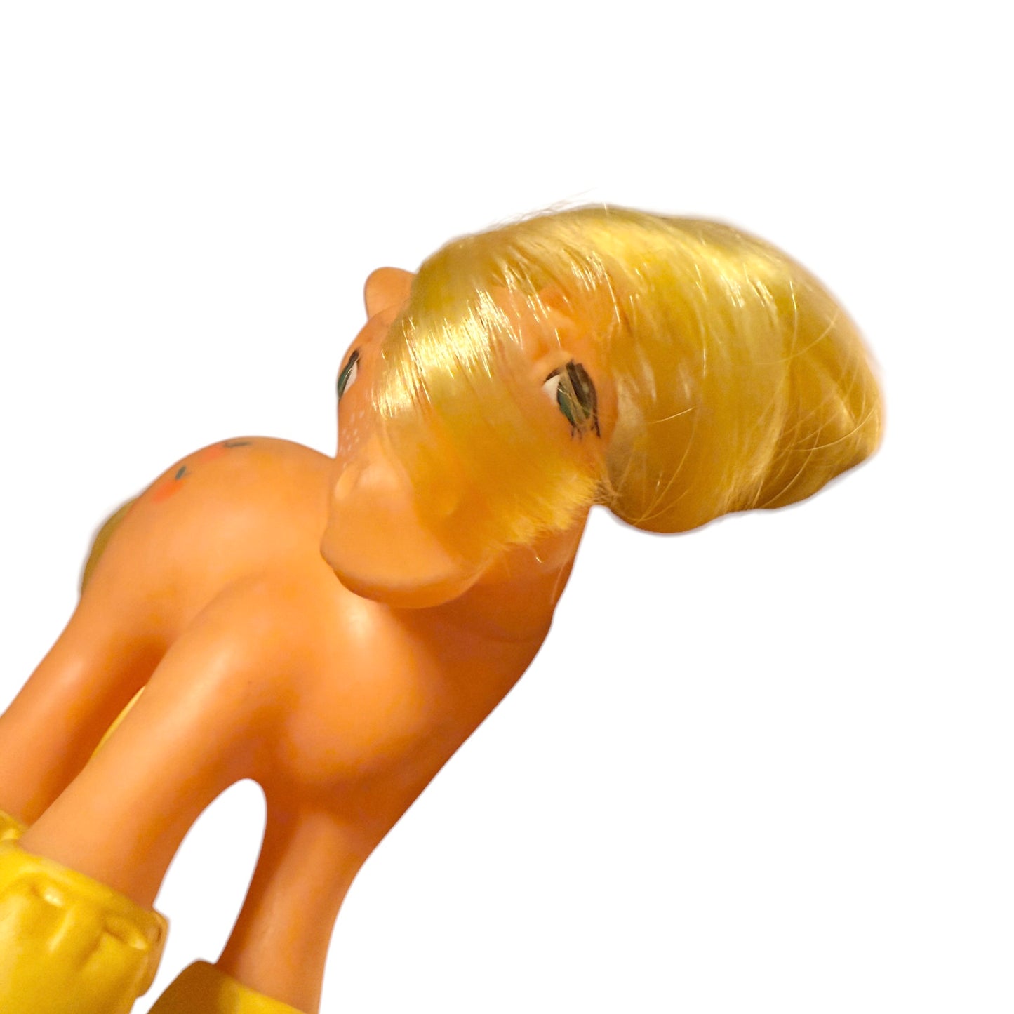 Hasbro 1983 'Applejack', Gen 1 Orange My Little Pony, Freckles, Yellow Hair & Sjhoes EUC