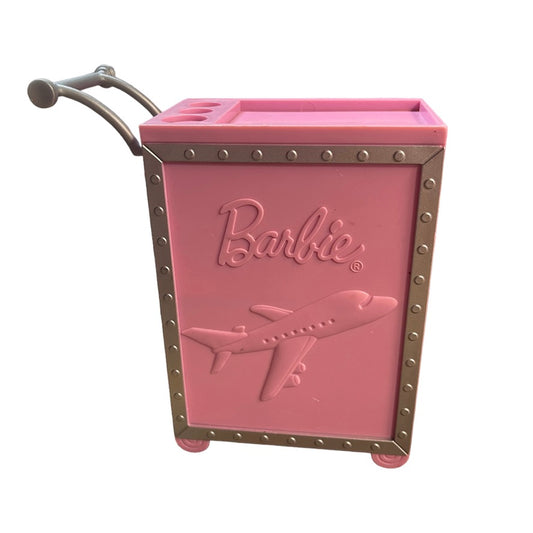 Barbie Dollhouse Flight Attendant  Serving Cart Accessory, Pink & Silver in GUC