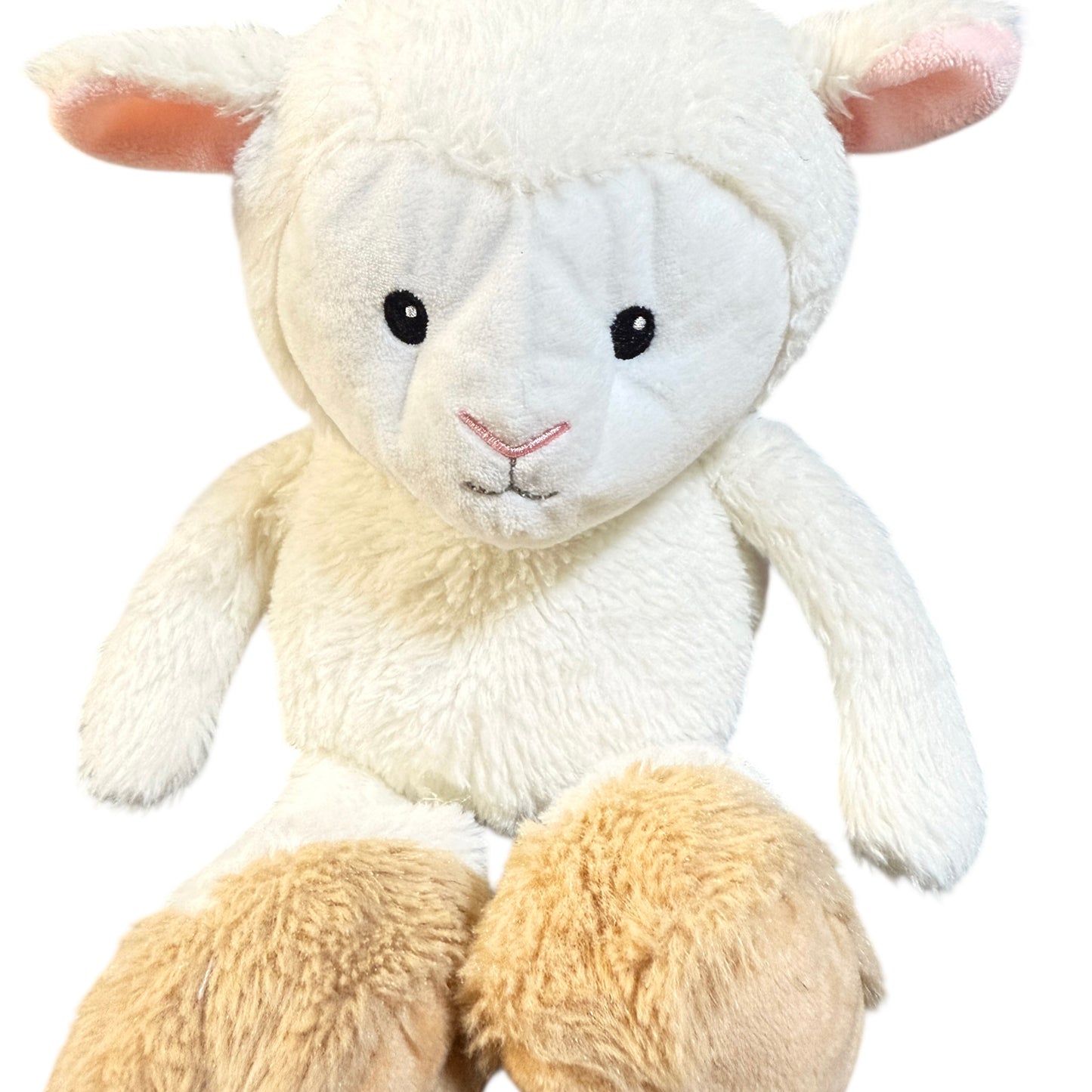 Animal Adventure Plush LAMB / Sheep, Cream with Sewn Features, Pink Ears & Tan Hooves
