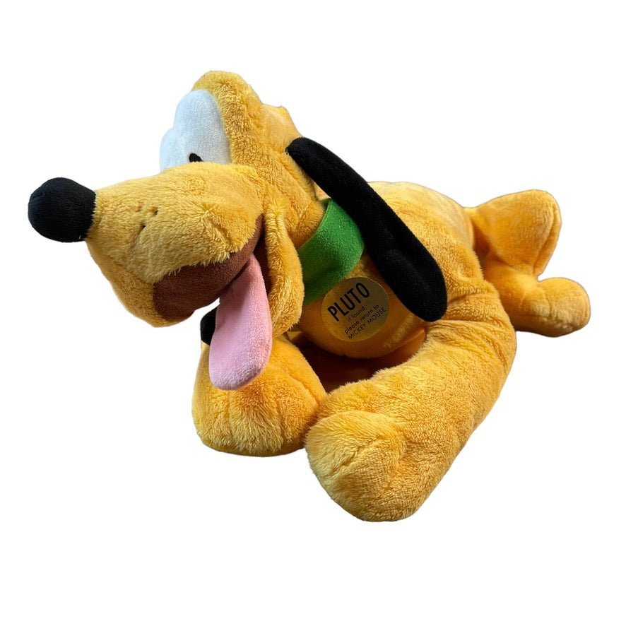 Pluto, Vintage Disney Parks 17" Stuffed Animal Plush with Green Collar & Gold Tag EUC