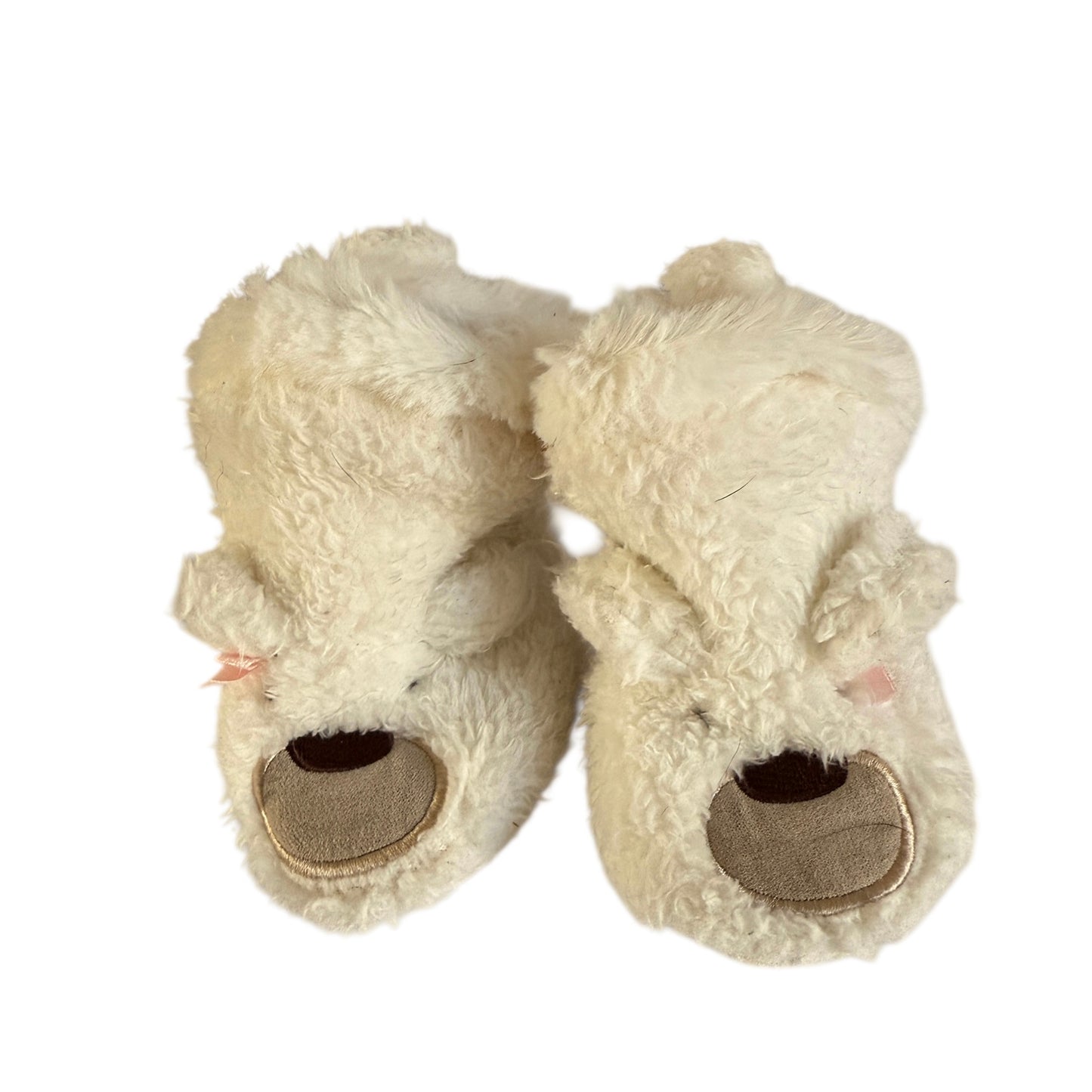 Carter's Fuzzy Bear Toddler Slipper Boots,  Cozy Lining, Grippy Bottoms & Tiny Pink Bow