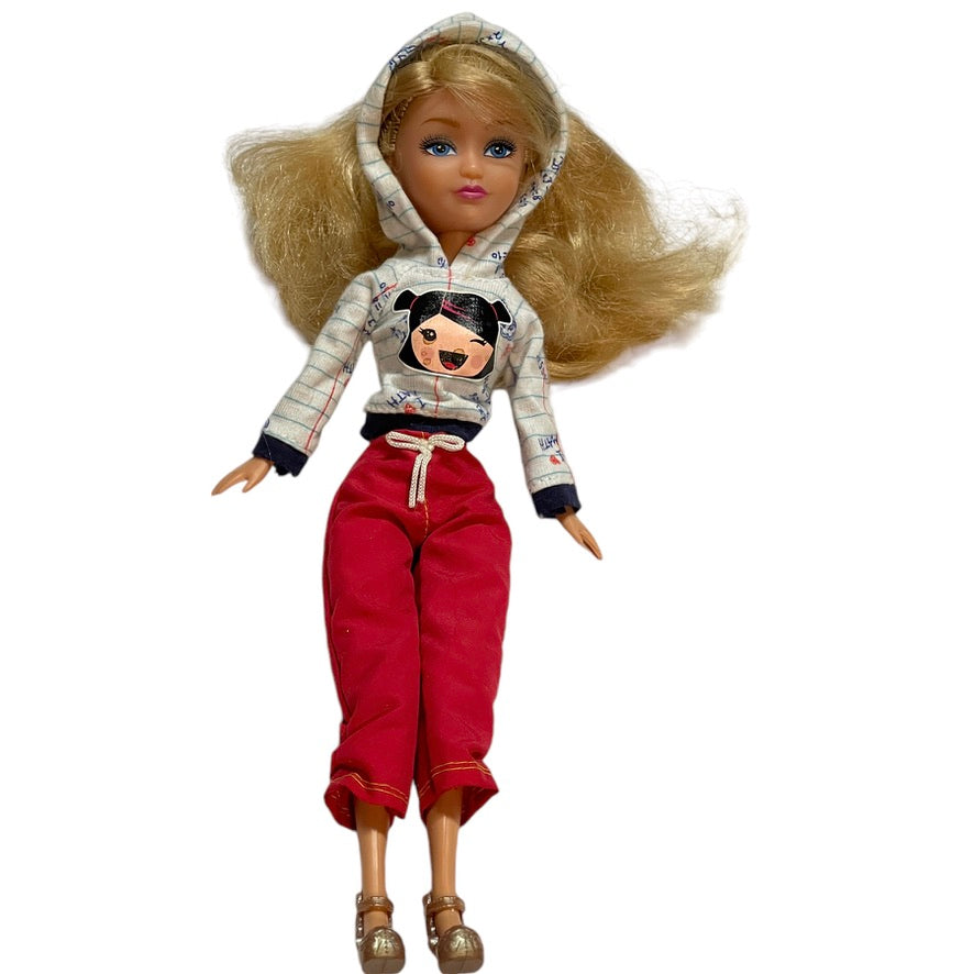 Zuru Fashion Doll, Thick Blond Hair, Cute Hoodie and Red Drawstring Pants, Amazing Gold Shoes!