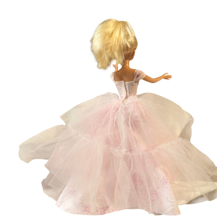 Barbie Birthday Wishes Doll 2016, Pink Satin Dress, Tulle Ruffle Overlay, Blond, Blue Eyes GUC