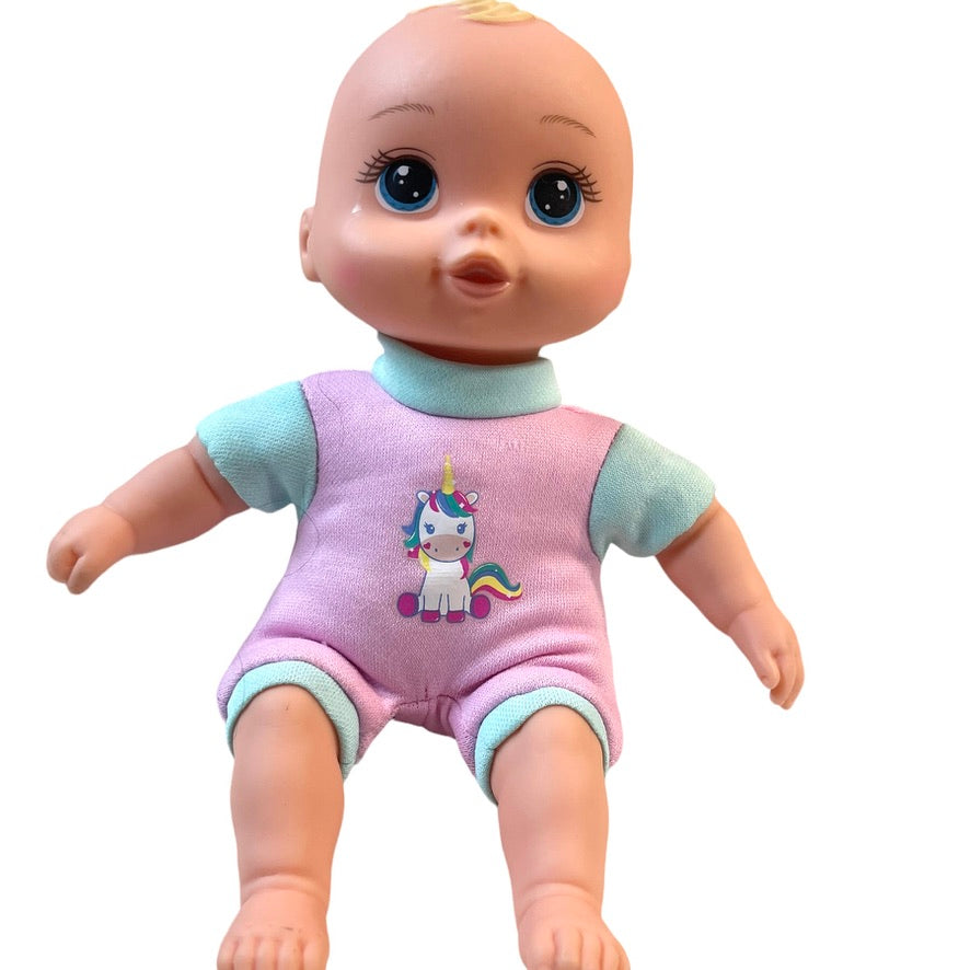 My Sweet Love 8" Baby with Blond Vinyl Hair & Aqua and Pink Clothing with Unicorn Detail