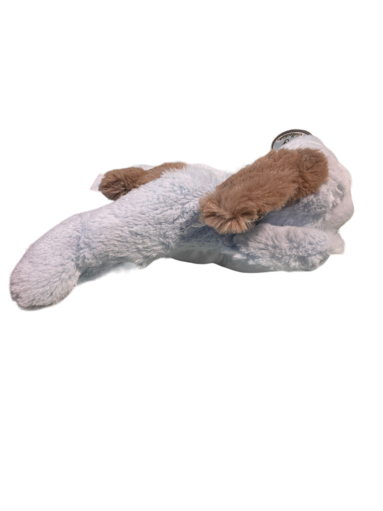 Bearington Baby Rattle Soft Blue & Brown CuddlyPuppy, Satin Tummy and Eyepatch Preowned with Tsgs