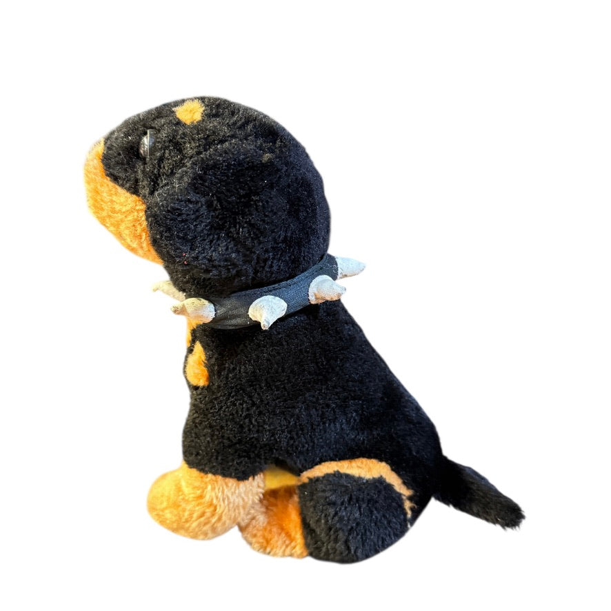 Rottweiler Realistic Plush, 10", Spiked' Collar, Classic Rottie Colours, Sweet Face in GUC