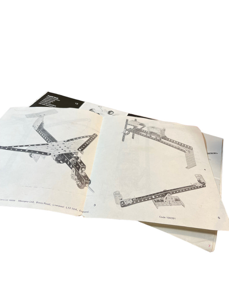 Vintage Meccano Building Set, 49 Pieces with Additional Bag of Hardware, Includes 2 Manuals