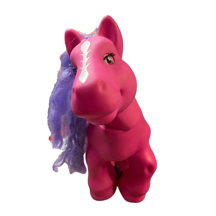 Vintage Hasbro 1990's My Little Pony Cabbage Patch Horseshoe Aqua Saddle Pink Hearts