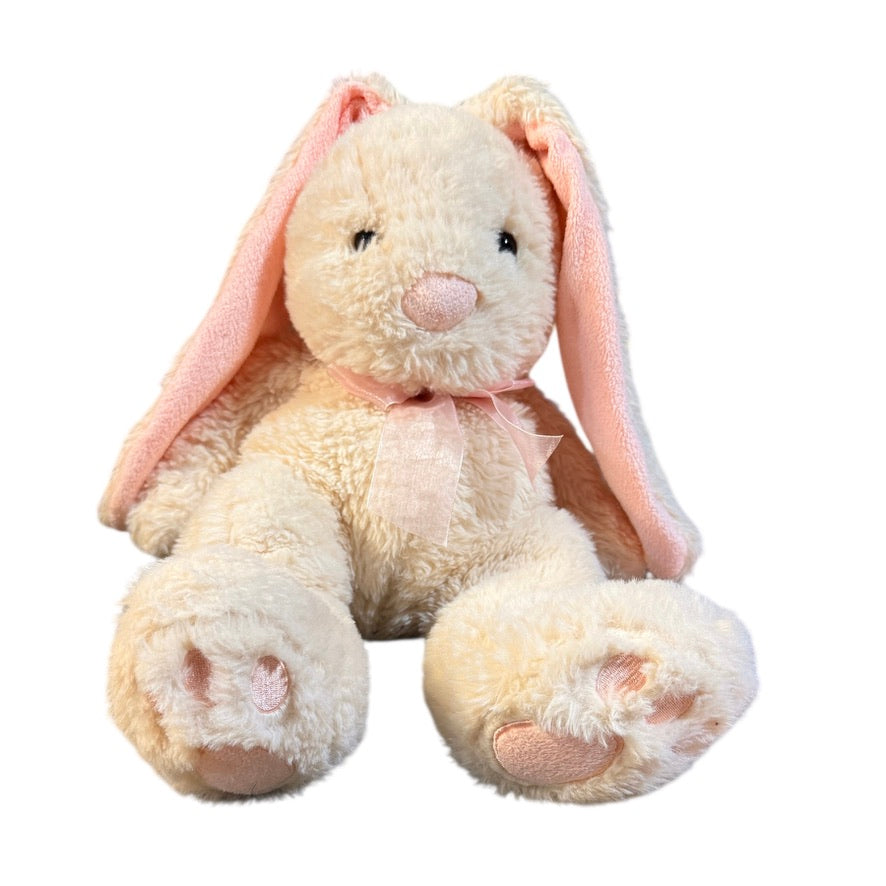 Hug Fun Lop Eared Bunny, Cream with Soft Pink Ears, Nose, Foot Pads with Pretty Gauzy Bow!