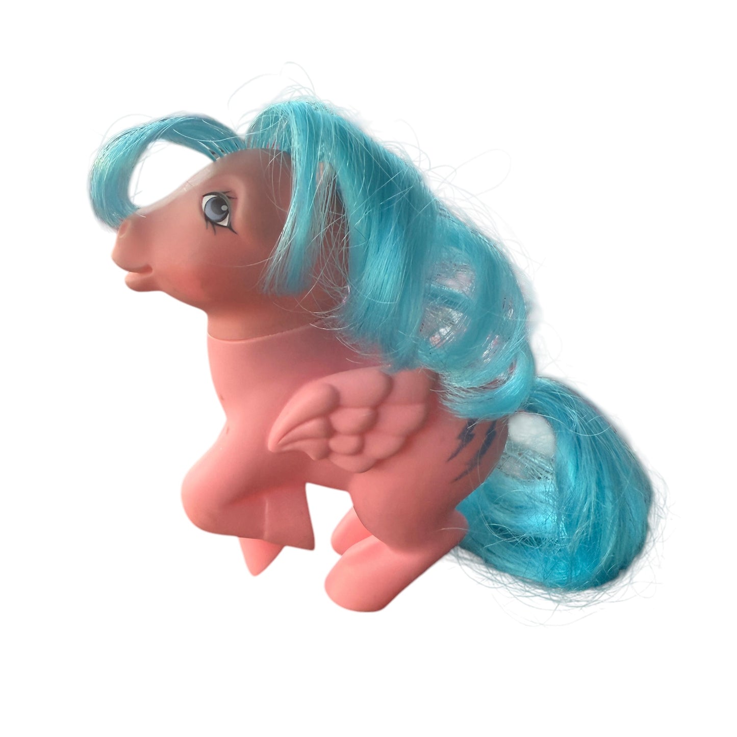 My Little Pony G1 Firefly, Pegasus, Pink with Blue Mane,Tail & Lightening Bolt Cutie Marks!