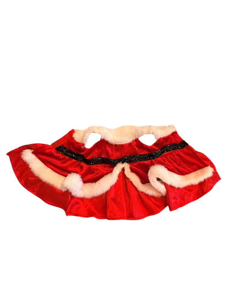 Build-a-Bear Christmas Dress, Red Velvet with White 'Fur' Trim & Black Sparkly Sequins! GUC
