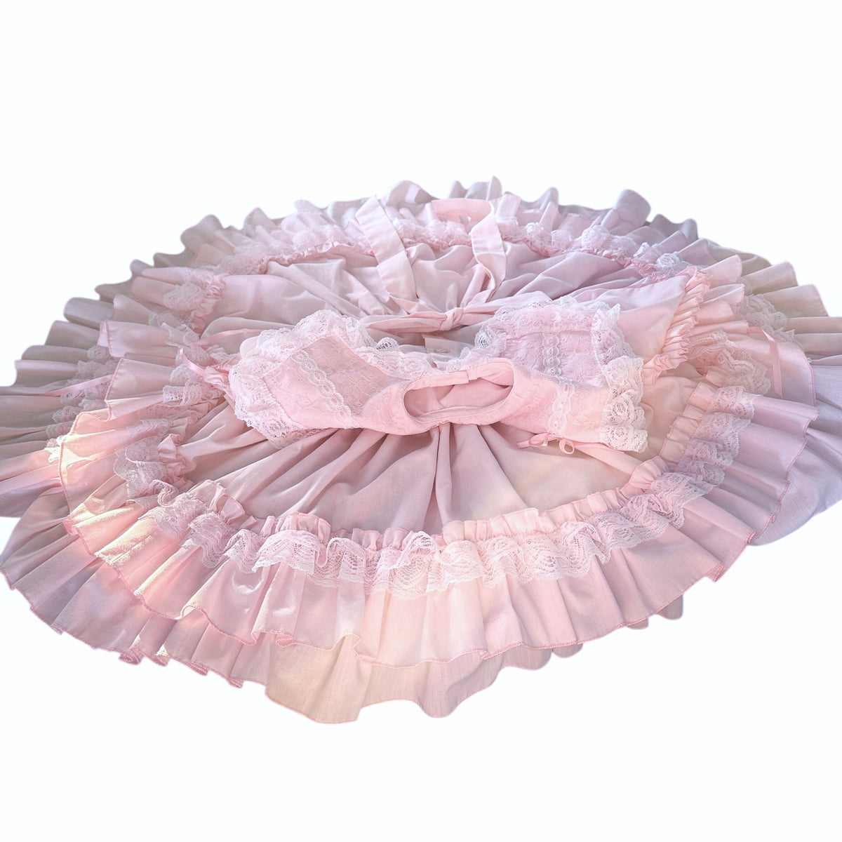 Exquisite Pink Ruffled Circle Dress, Vintage Preowned Size 2T-4T, A Real Treasure! EVC