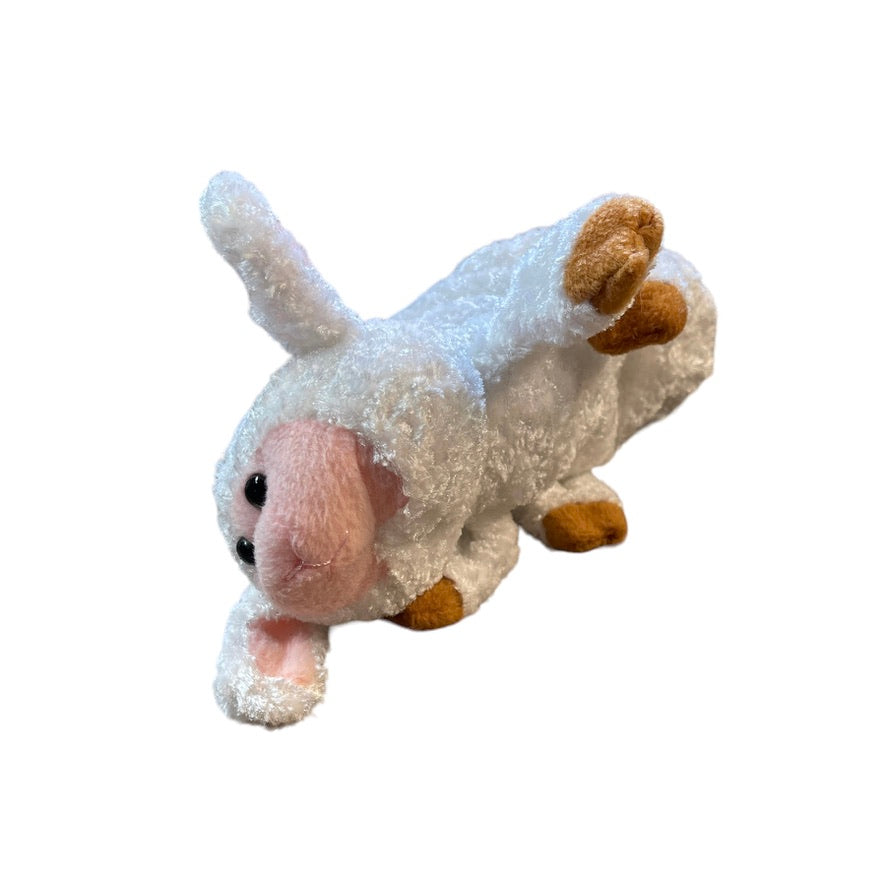 Plush Sheep Hand Puppet 10" White /Brown Hooves, Pink Face, GUC