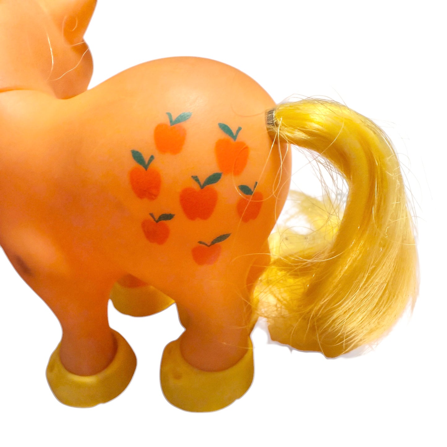 Hasbro 1983 'Applejack', Gen 1 Orange My Little Pony, Freckles, Yellow Hair & Sjhoes EUC