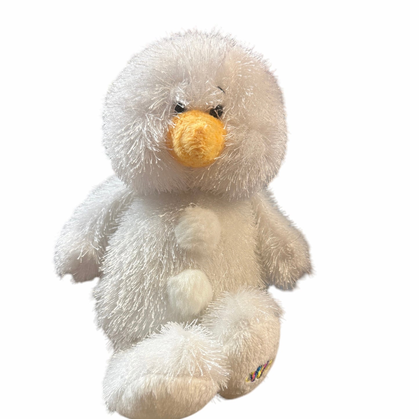 Ganz Webkinz HM370, Fluffy Long Haired Bright White Segmented Snowman Yellow Nose NC