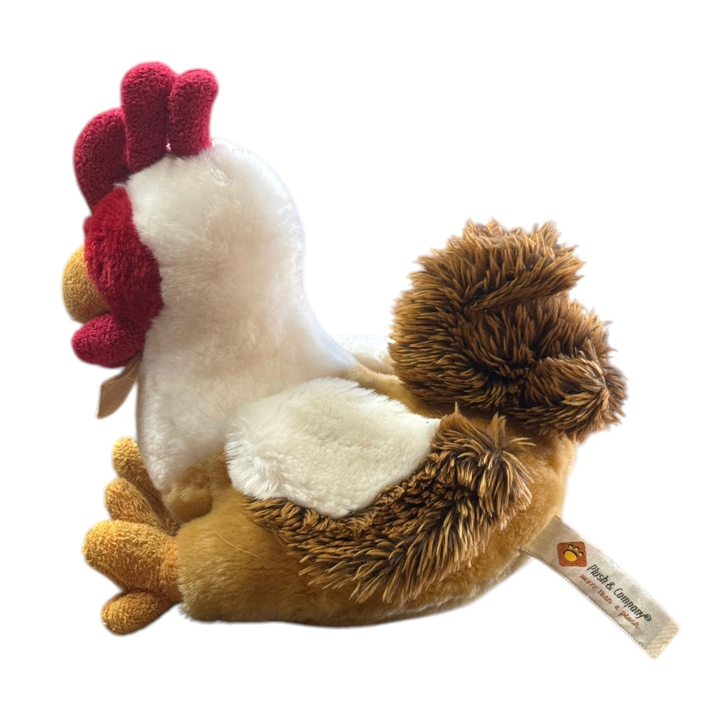 Adorable Chicken/Hen by Plush & Company Stuffed 8" in Cream/Golden Brown & Red in EUC