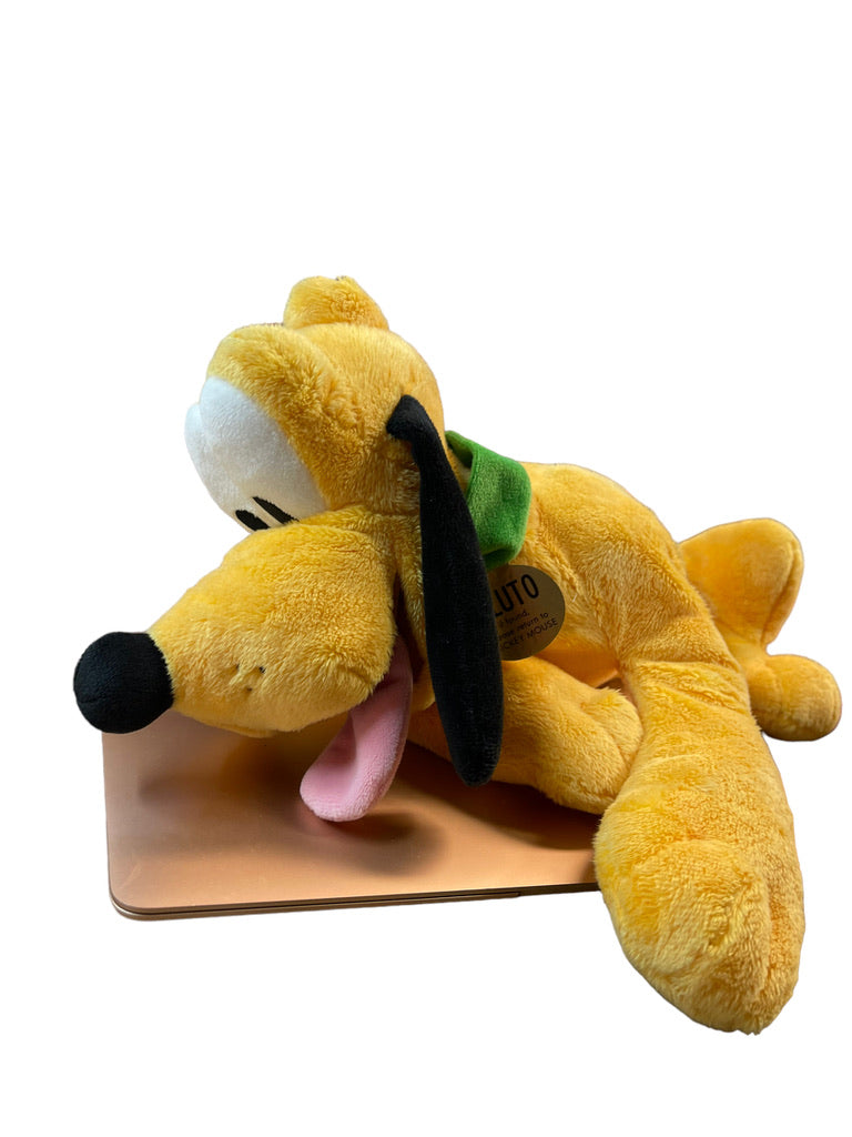 Pluto, Vintage Disney Parks 17" Stuffed Animal Plush with Green Collar & Gold Tag EUC