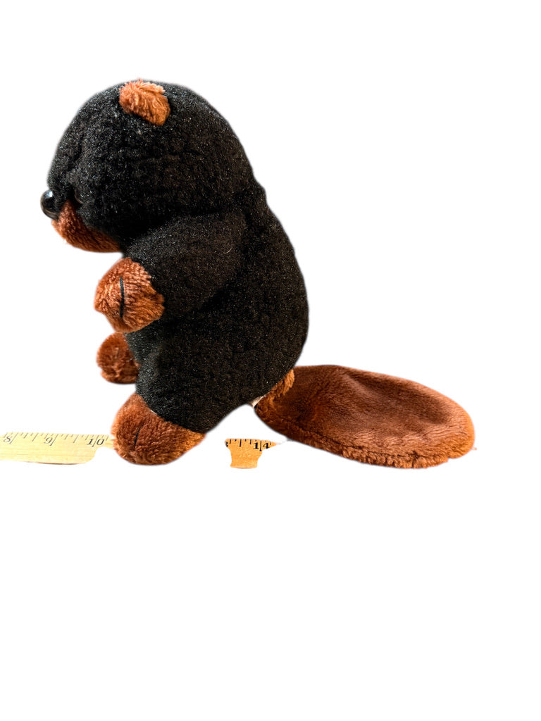 Vintage Plush Beaver Rare 8" Stuffed Animal Toy with Shiny Black Eyes, Flat Tail & Big Teeth!
