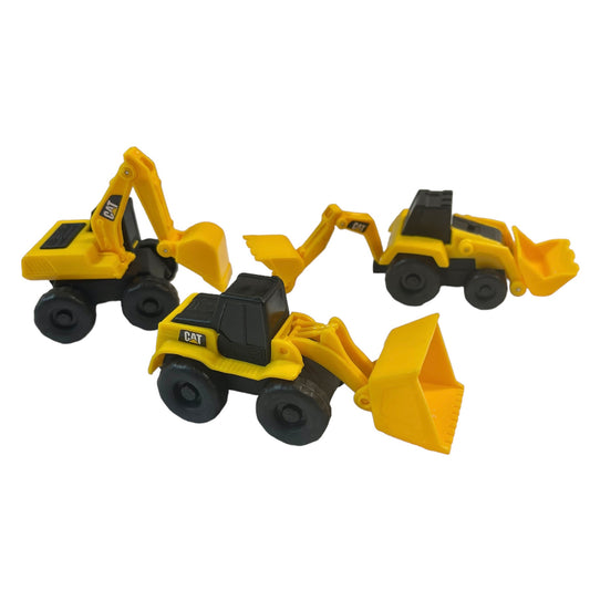 CAT Little Machines Lot of 3 Classic Yellow & Black Construction Vehicle Toys Cake Toppers