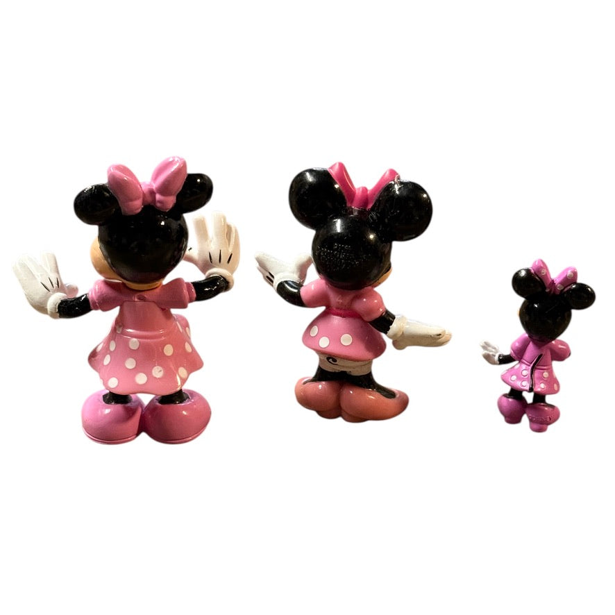 Disney Collection of Polka Dot Minnies, Soft and Hot Pink, 2-3.25" Toys or Cake Toppers in GUC