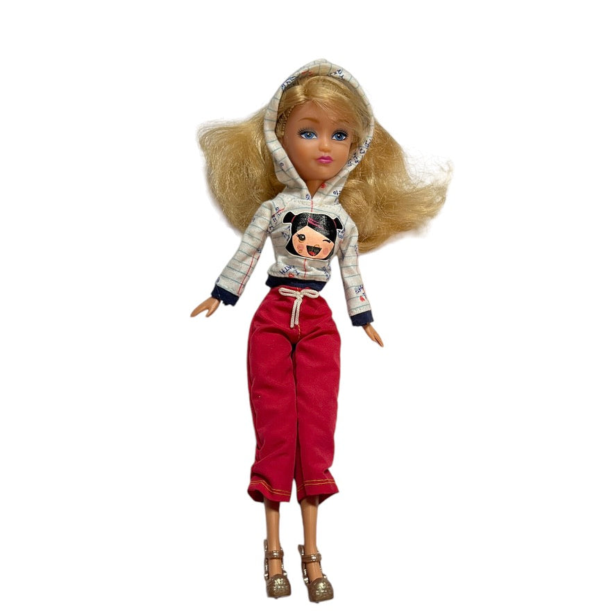Zuru Fashion Doll, Thick Blond Hair, Cute Hoodie and Red Drawstring Pants, Amazing Gold Shoes!