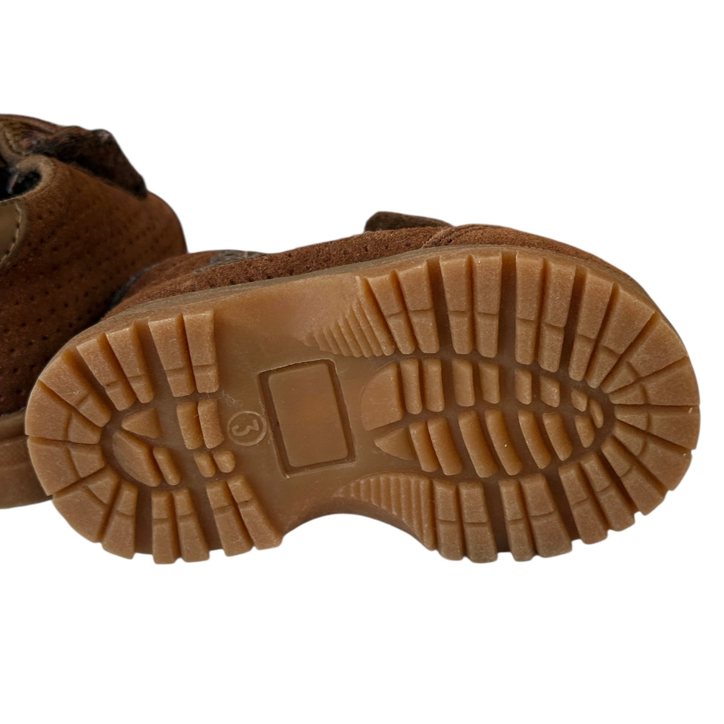 Bum Kids Faux Tie Up HooK & Loop Closure Brown SuedeBoots, Size 3 -Clarence in GUC