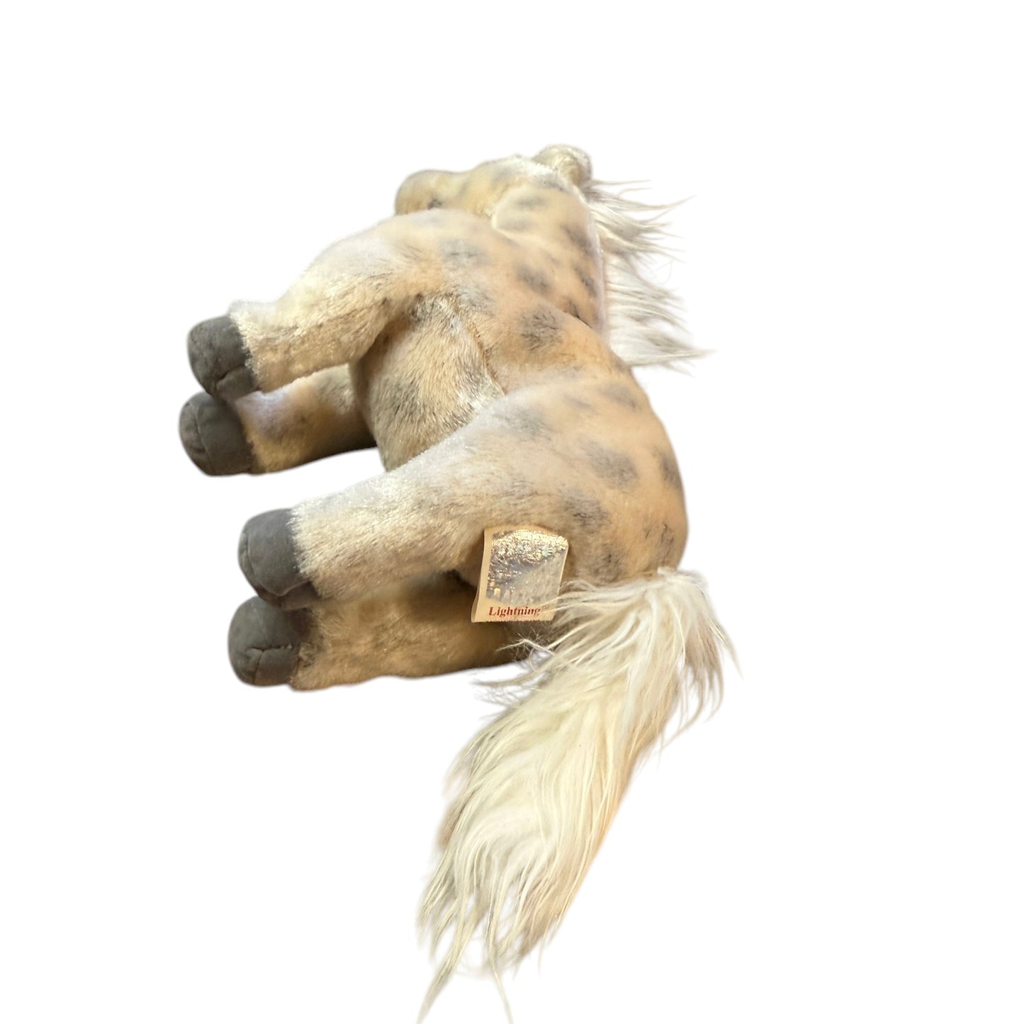 TY Retired Beanie Baby, 'Lightening,' Adorable Cream & Silver Realistic Stuffed Horse Toy in GUC