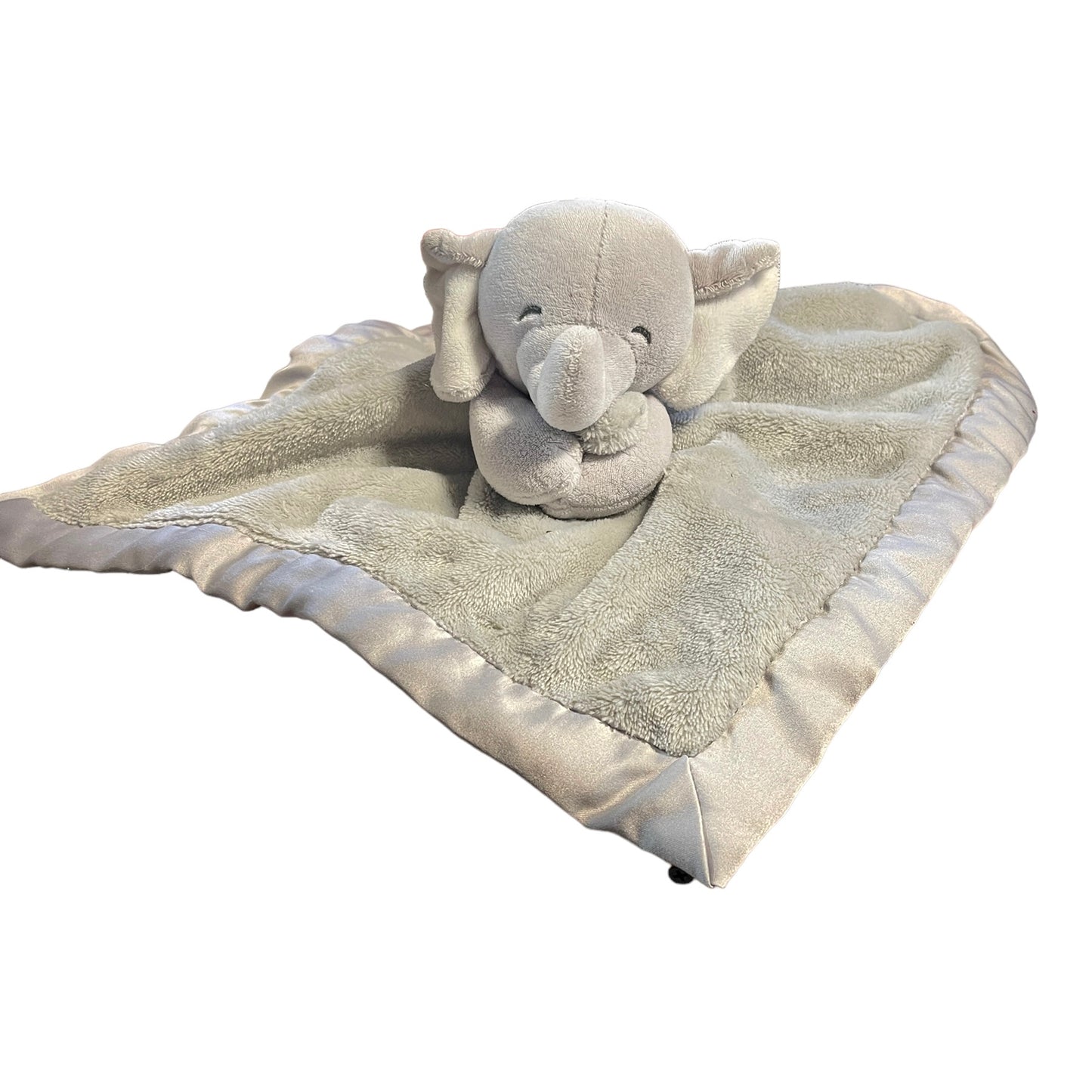 Carter's Grey Elephant Lovey Security Blanket , Minky with Satin Backing and Trim Preowned