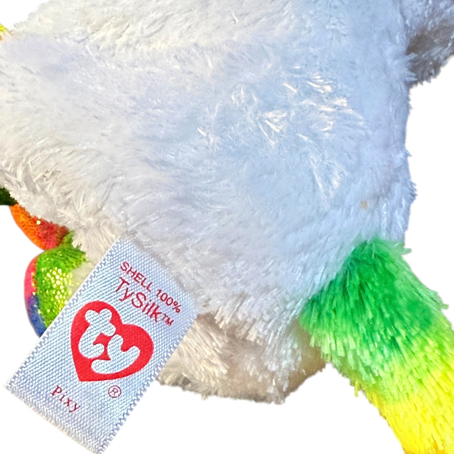 Ty Silk, ‘Pixy”, Sweet White Unicorn Plush with Multicoloured Sparkly Ears, Horn & Feet