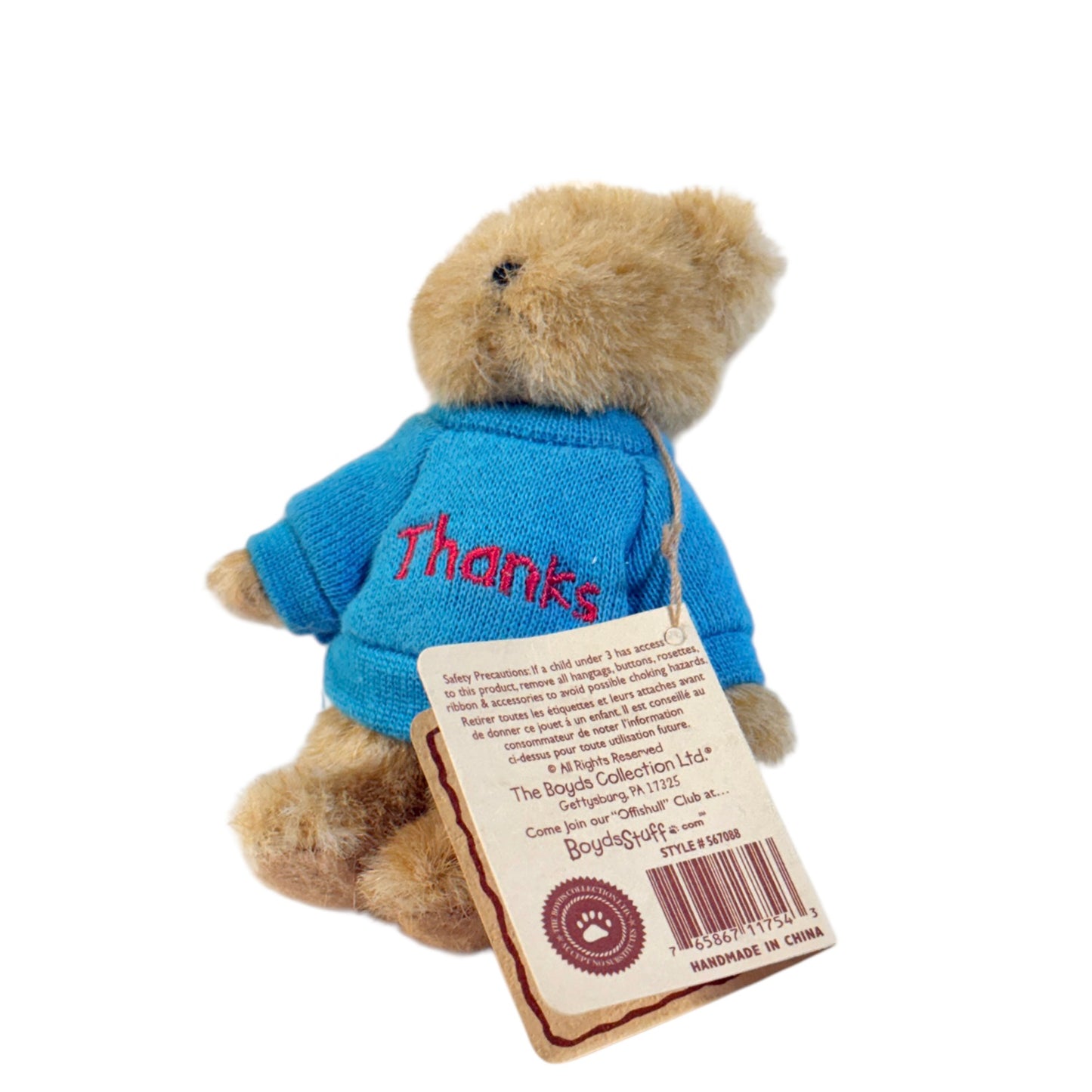 Boyd's Bears "Thanks, Thinking of Ya" Series 4 Articulated 4" Teddy Bear, with Tags in VGUC