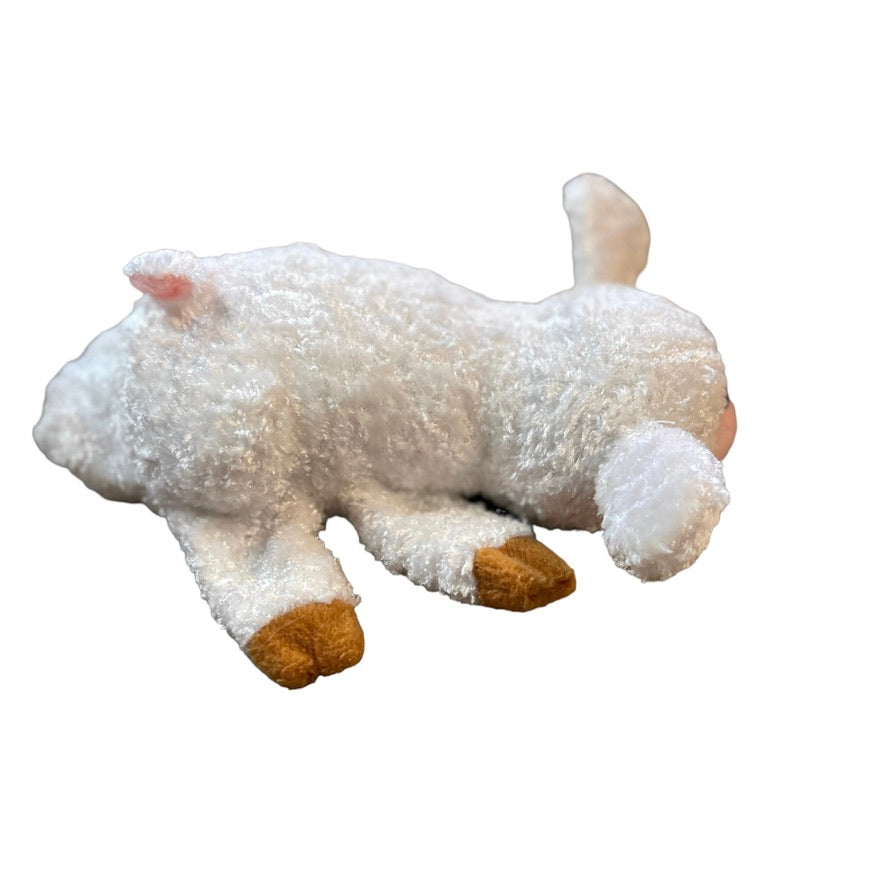 Plush Sheep Hand Puppet 10" White /Brown Hooves, Pink Face, GUC