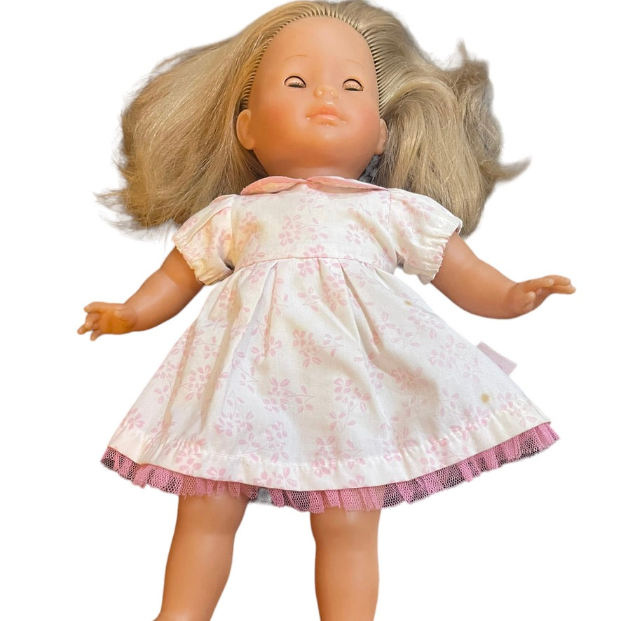 Corolle 15" Doll Sleepy Blue Eyes, Luxurious Fair Hair, Classic Original Dress - Beautiful!
