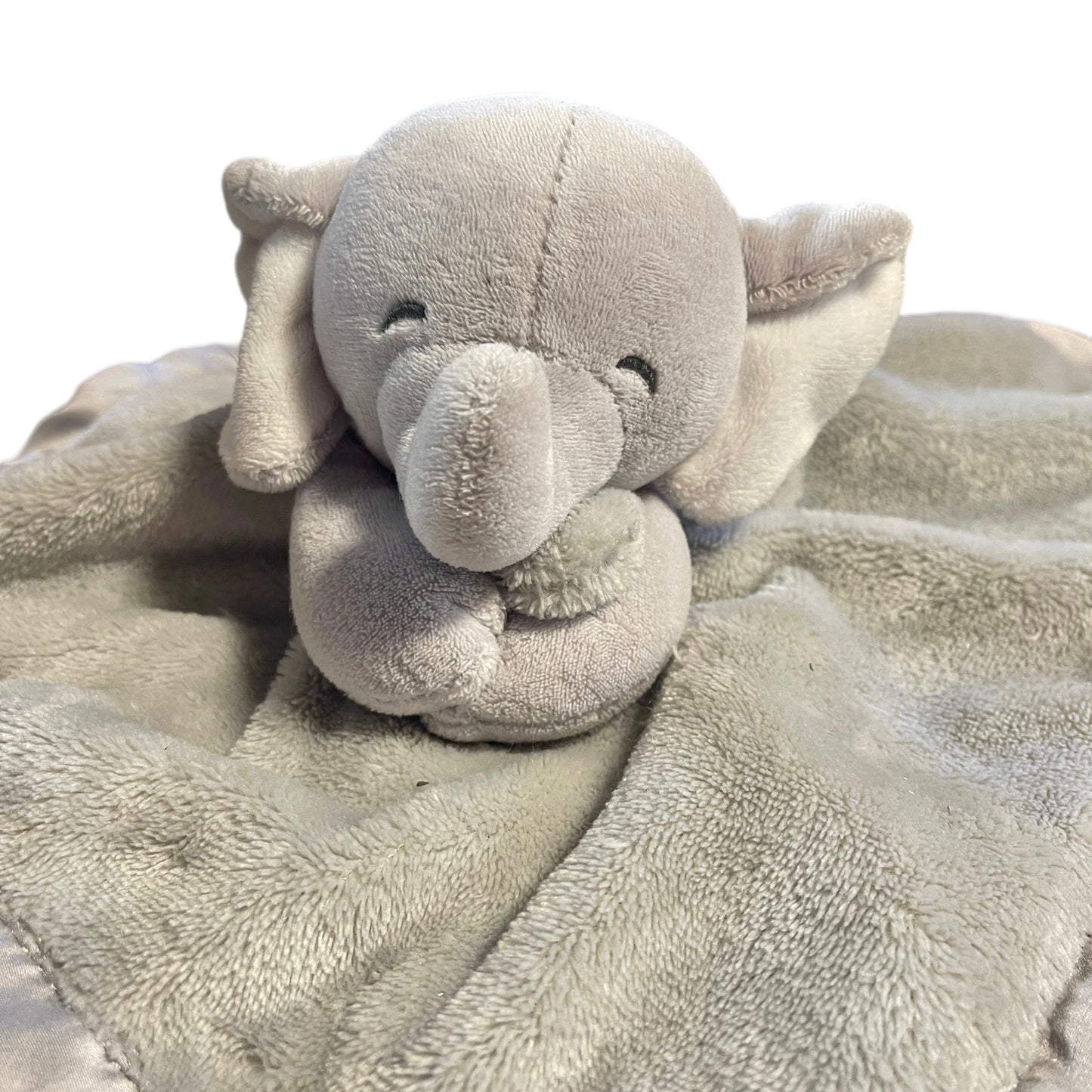 Carter's Grey Elephant Lovey Security Blanket , Minky with Satin Backing and Trim Preowned