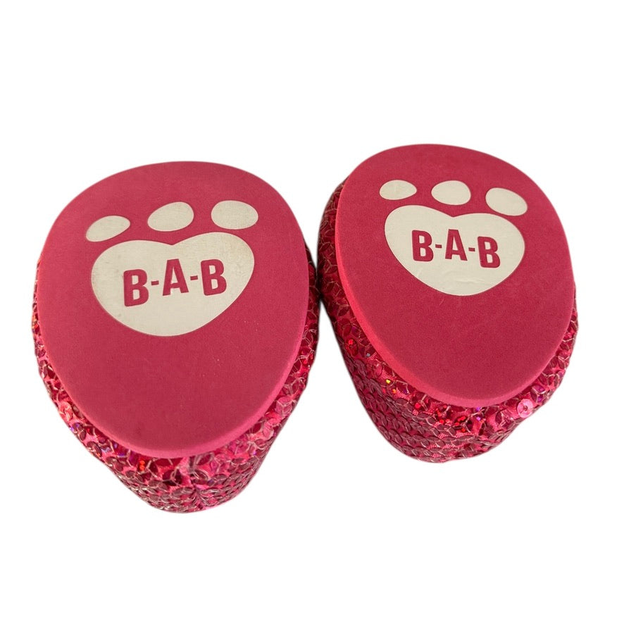 Build=A-Bear Hot Pink Sparkle Sequinned Mary Jane Shoes in Very Good Preowned Condition