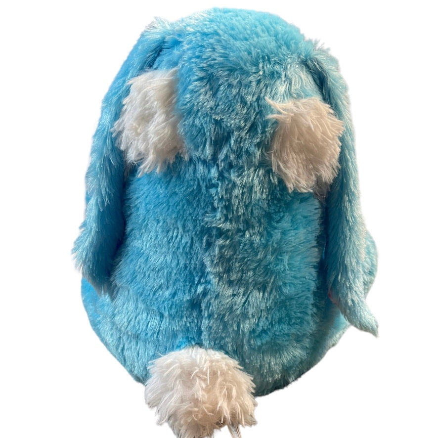Irresistible 15" Lop Eared Blue/White Bunny with Pink Gingham Bow & Foot Pads EUC No Tag