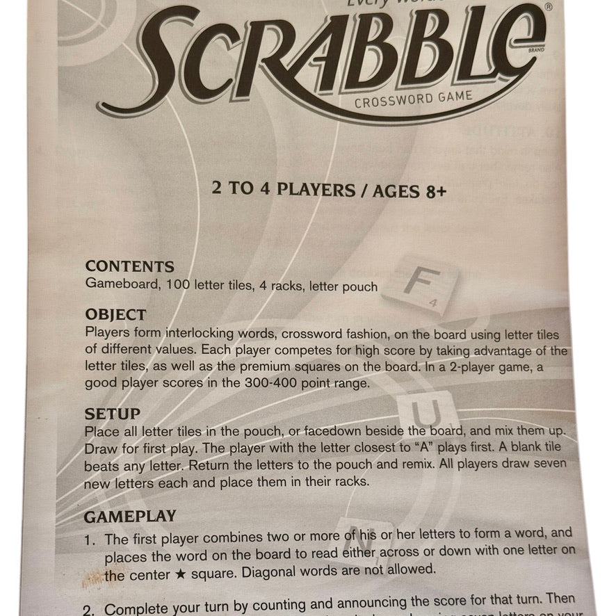 Hasbro Scrabble, Parker Bros Crossword Game, Preowned and Complete, in Good Condition!