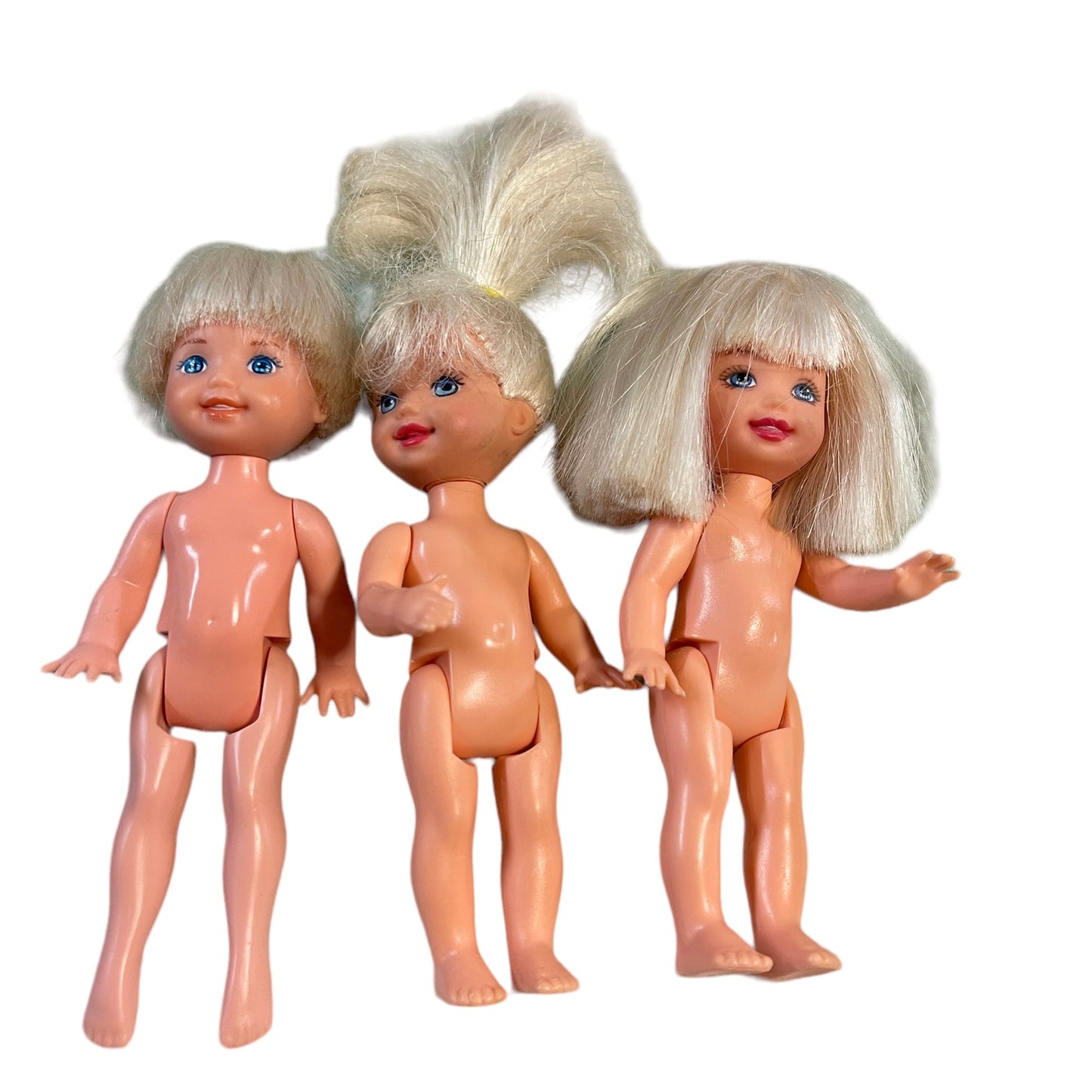 Barbie Vintage Moveable Mattel Littles, Blond with Back Levers Lot ot 3