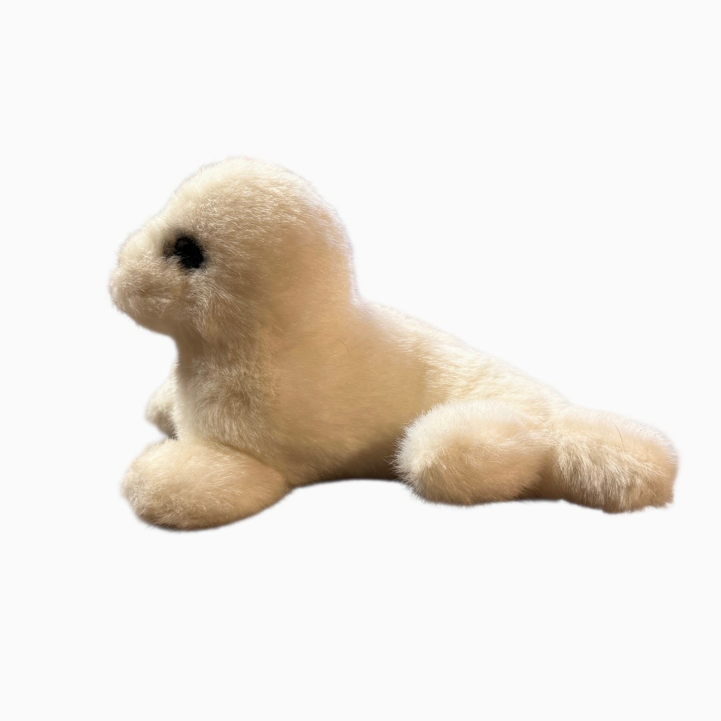 Rare White Seal Pup Plush Toy,  Gund 1986, Made in Korea, Black Glass Eyes & Pink Satin Nose