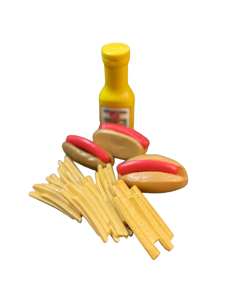 Hotdogs & Fries! Vintage Play Food Lunch, Complete with Mustard for a Perfect Picnic!