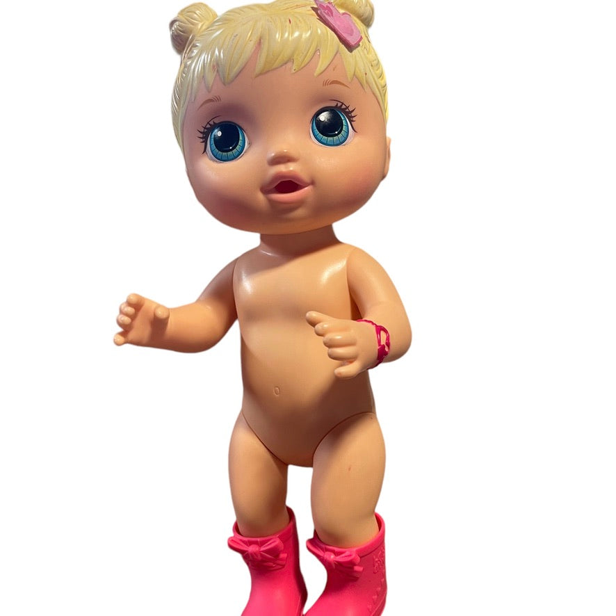 Drink & Wet Baby Alive 2015, Pink Boots & Dainty Dress, in Good Preowned Condition