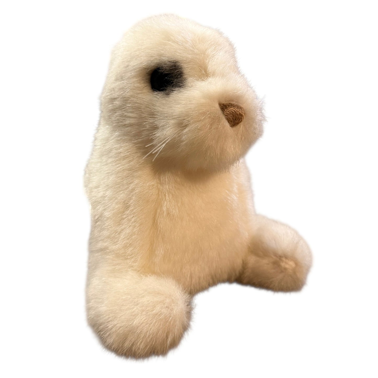 Rare White Seal Pup Plush Toy,  Gund 1986, Made in Korea, Black Glass Eyes & Pink Satin Nose