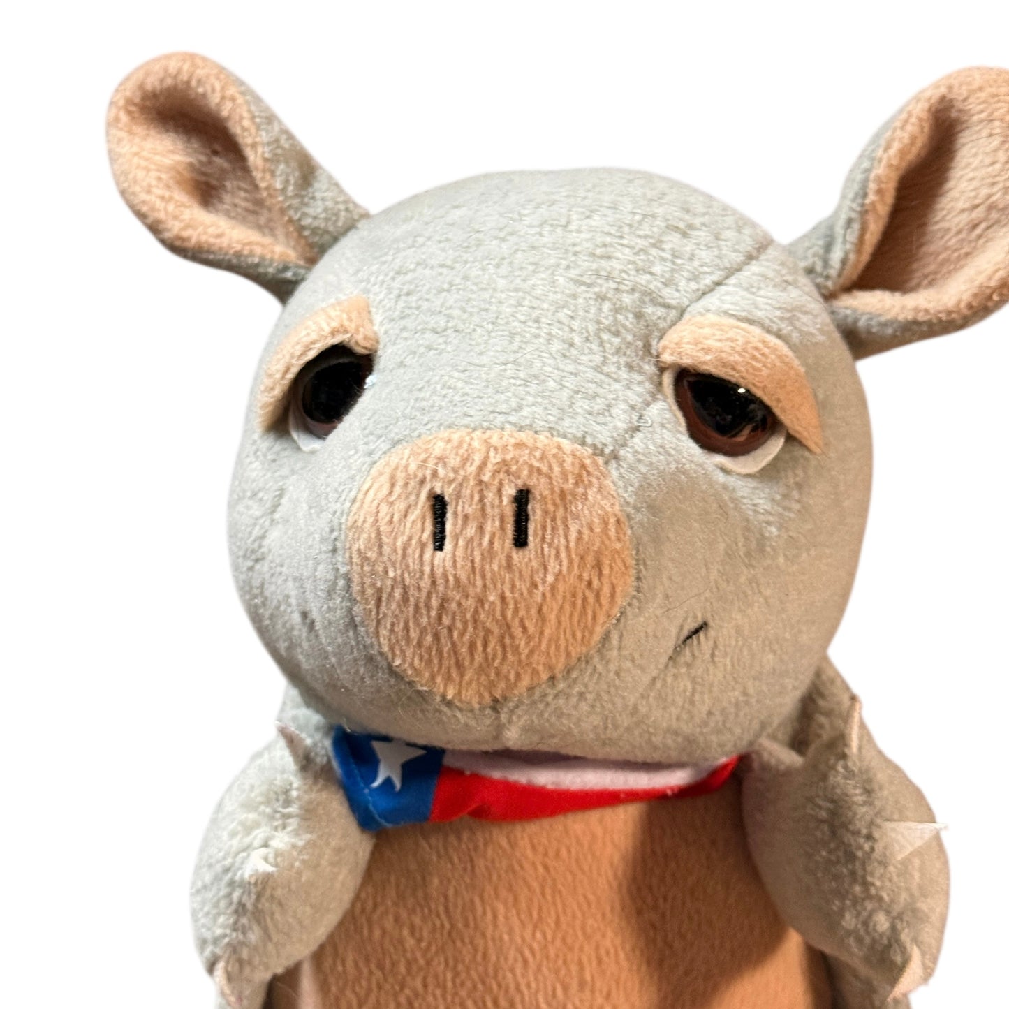 Texas Products Plush Grey Armadillo Stuffed Toy with a Texas Flag Bandana in EUC
