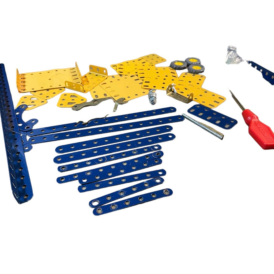 Vintage Meccano Building Set, 49 Pieces with Additional Bag of Hardware, Includes 2 Manuals