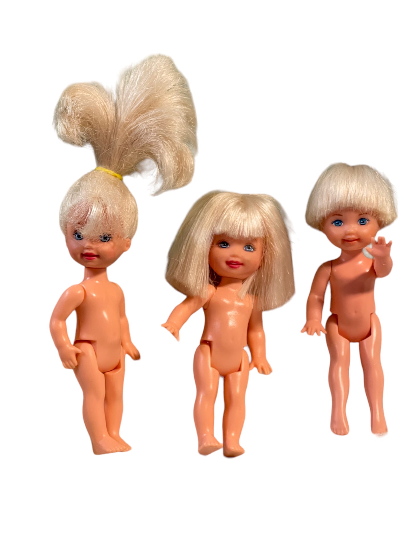 Barbie Vintage Moveable Mattel Littles, Blond with Back Levers Lot ot 3
