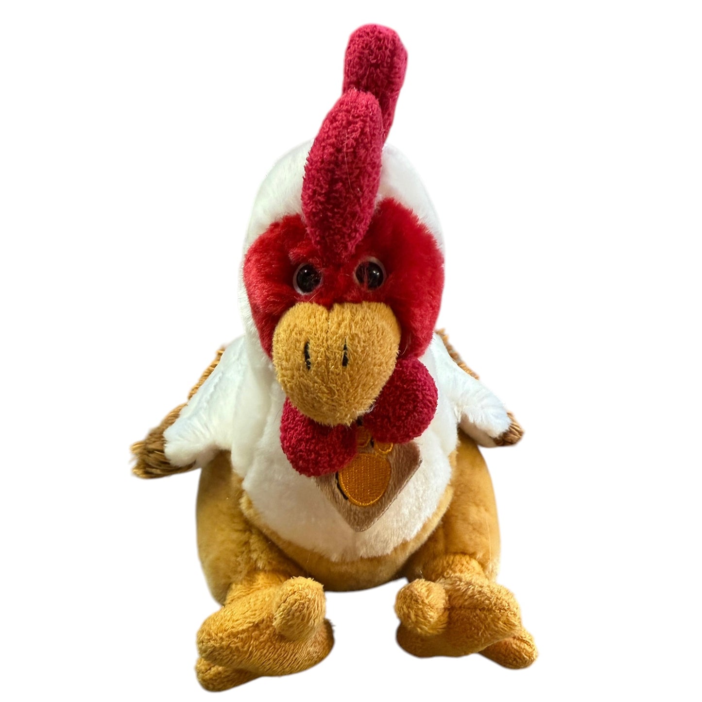Adorable Chicken/Hen by Plush & Company Stuffed 8" in Cream/Golden Brown & Red in EUC