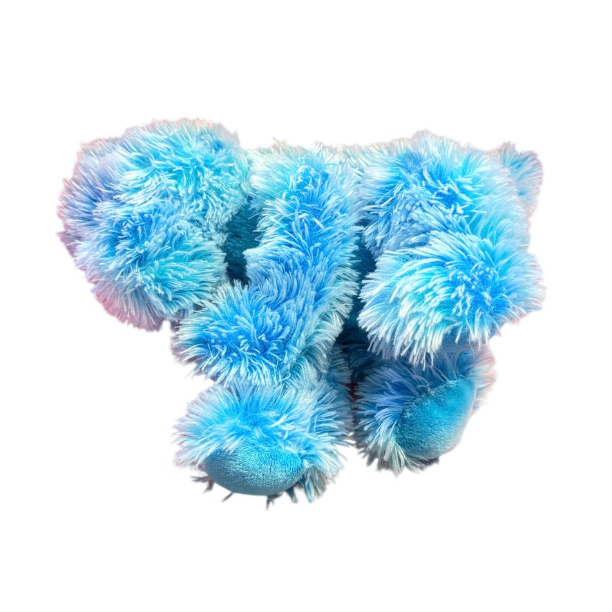 Aurora Turquoise Frosted Variegated Shaggy Stegosaurus Plush, 10" Seated, Bead Eyes in EUC